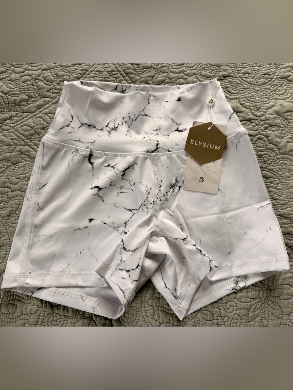 BuffBunny White Marble Print Sports Bra